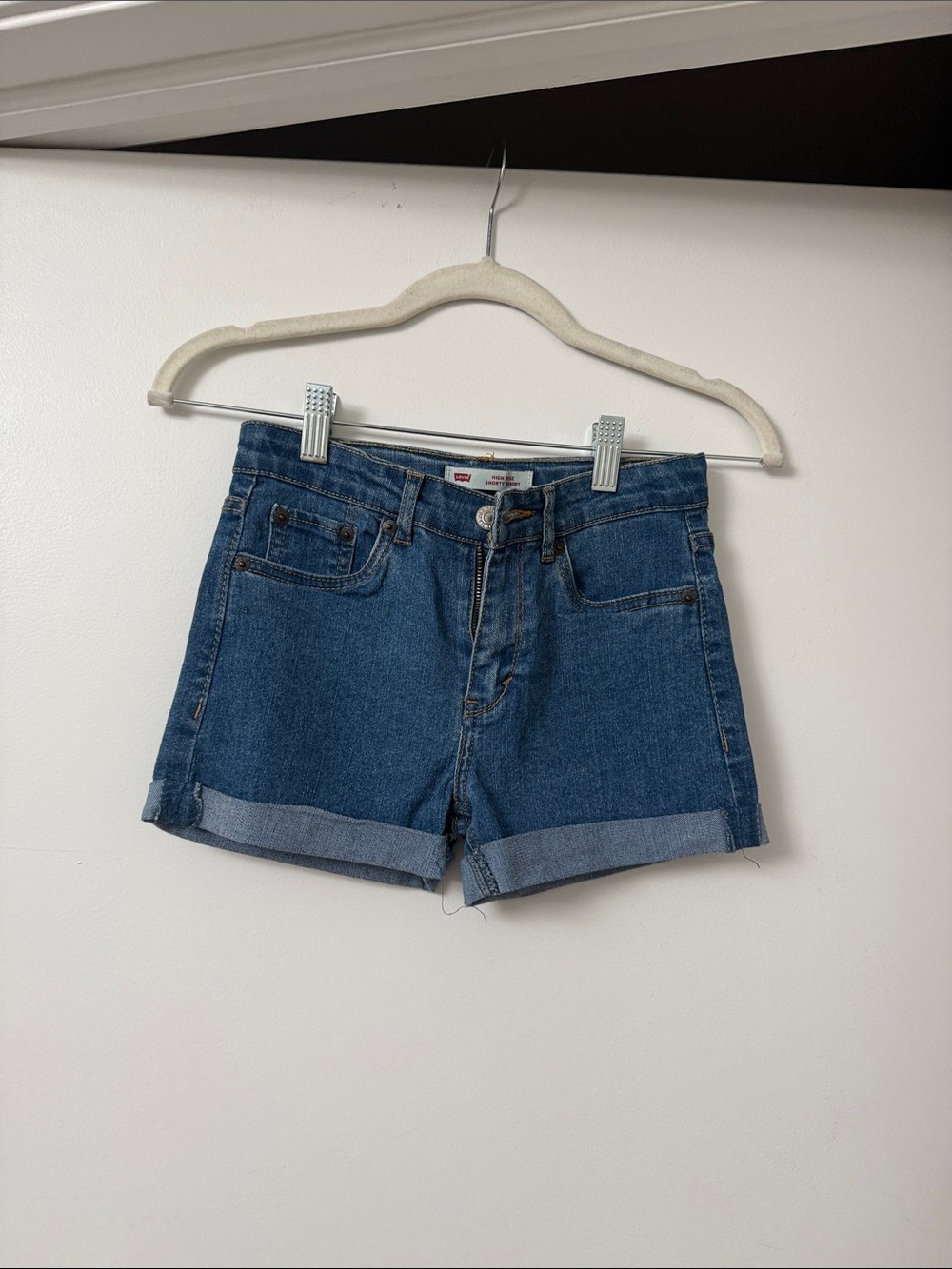 Girls' Dark Blue Denim Rolled-Hem Shorts